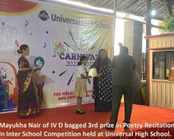 Primary students have bagged the first prize in warli art and third prize in recitation Inter School Competition at Universal High School