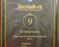 Gopal Sharma International School has been awarded by EducationWorld as Best Technology Integrated School of The Year 2022-23